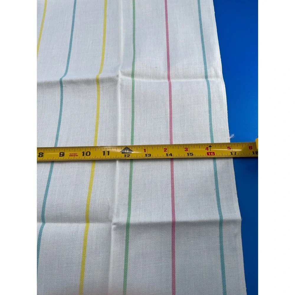 Vintage Pastel Ribbon Stripe Kitchen Towels Flat Weave 6 Matching Set Fringed